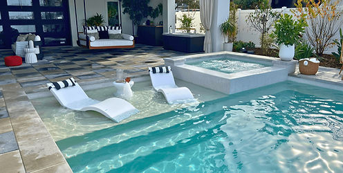 Sunshelf With Ledge Loungers  & Spillover Spa On A Linear Pool Project