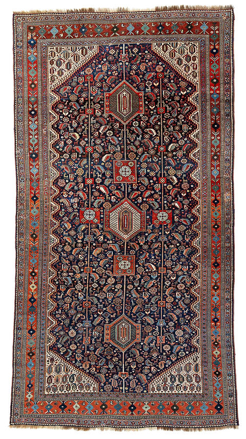 khamse rug & animal trapping２枚　専用ページ！ Antique Khamseh Rug, カムセ・ラグ 1870年頃、カムセ族 (ハムセ）の