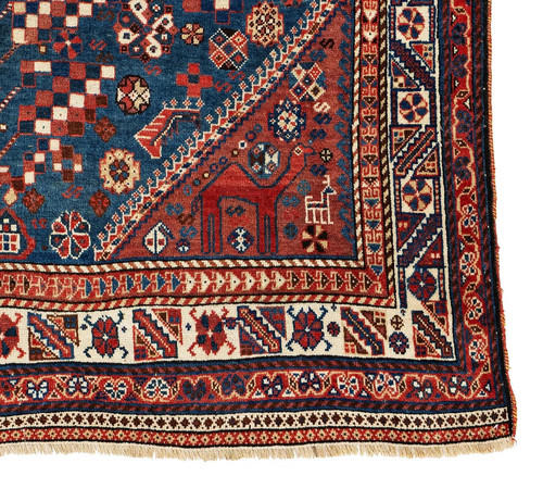 Qashqai Antique Rug, depicting camels. 225 x 140 cm (7' 5