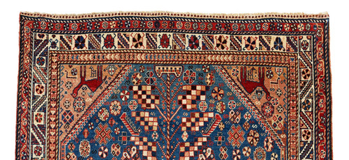 Qashqai Antique Rug, depicting camels. 225 x 140 cm (7' 5