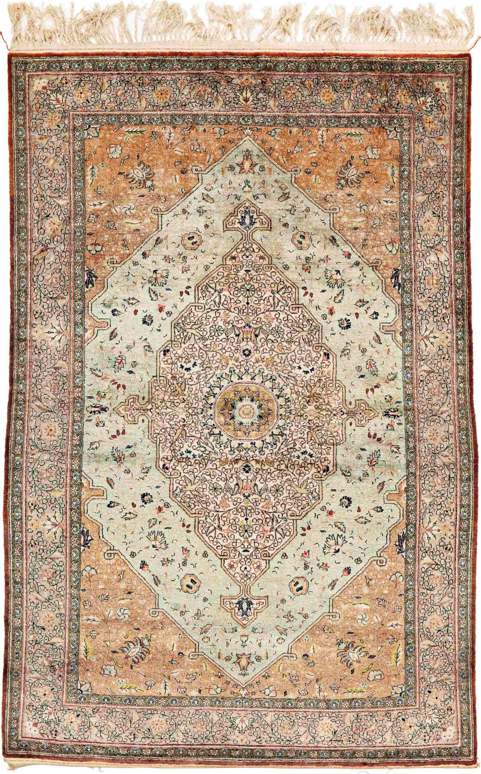 クムシルク絨毯 sale Qom Qum silk carpet soft light colors