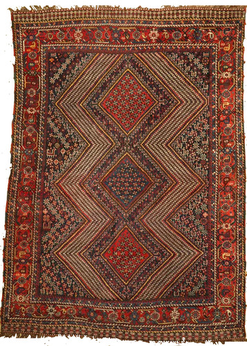 Khamseh Rug カムセ・ラグ 1900年頃、カムセ族 (ハムセ）の