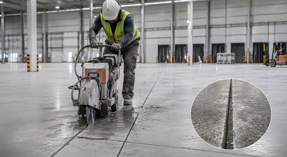 Hatay derz kesme projesinde fabrika zemininde su soğutmalı derz makinesi ile beton kesimi uygulaması