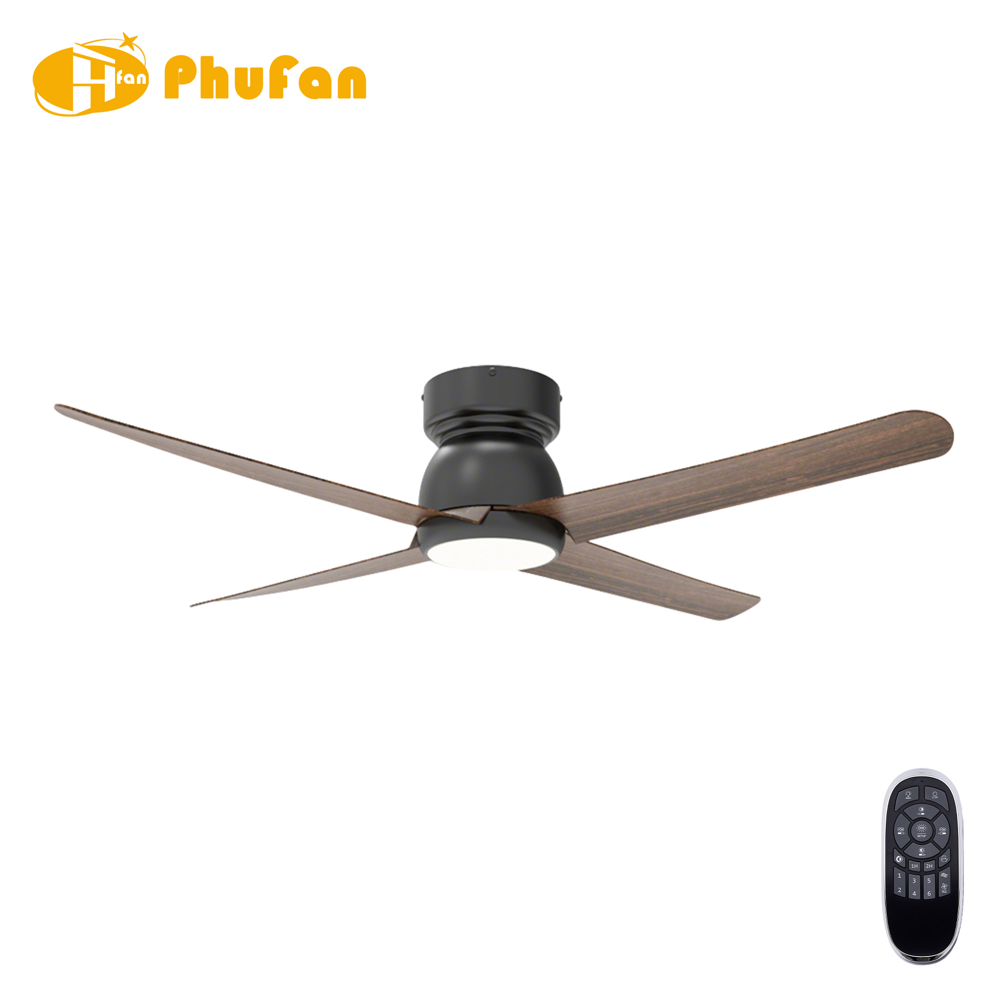 Low Profile Ceiling Fan with LED Light Remote Control for Low Ceiling House
