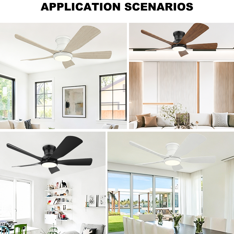 Flush Mount Hugger 5-Blade Ceiling Fan Light Low Lamp for Small Room Hallway