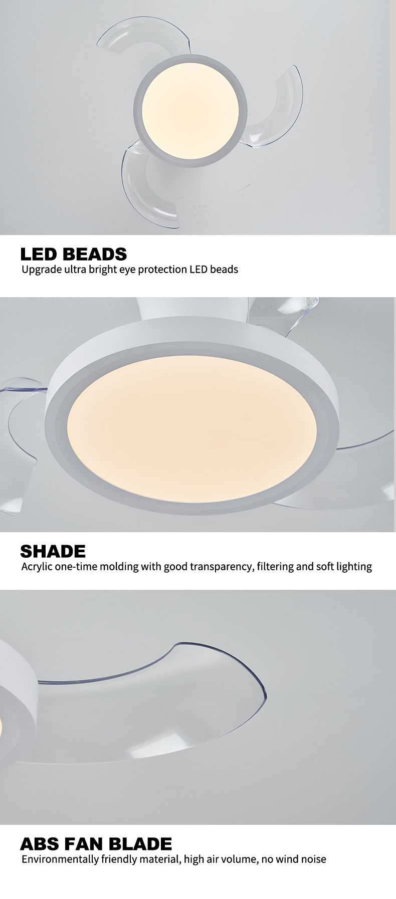 Miniature : Retractable Fan Light Multi Color Casings Low Noise Motor for Small Bedroom 