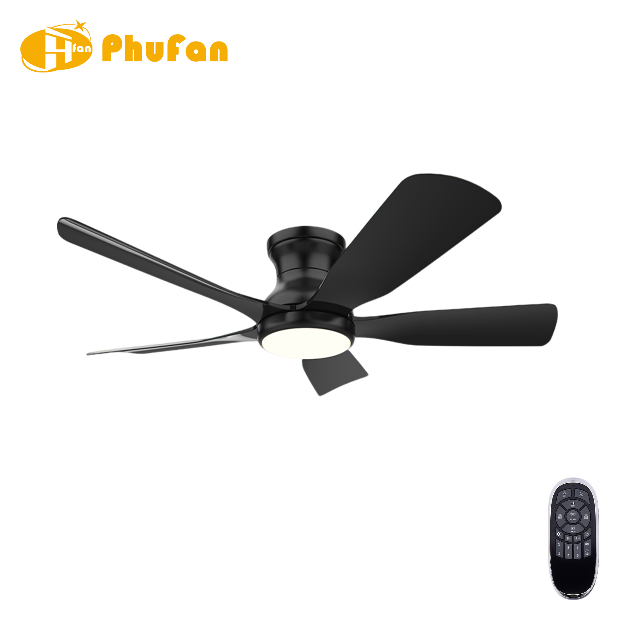 Flush Mount Hugger 5-Blade Ceiling Fan Light Low Lamp for Small Room Hallway