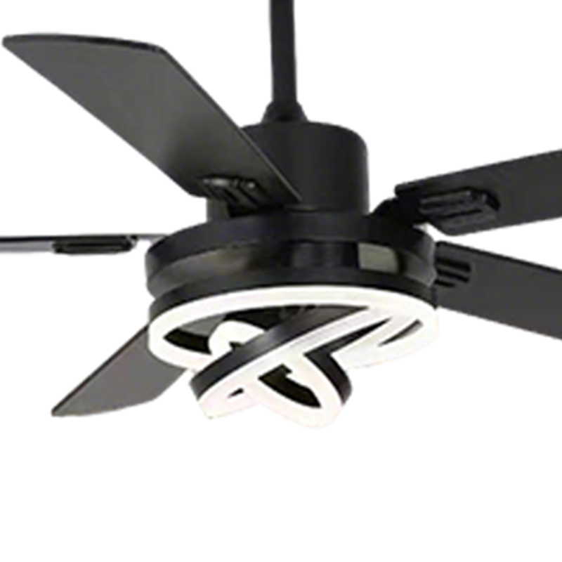 Black Ceiling Fan with Light for Dining Room - 5 Blades and Ring LEDs