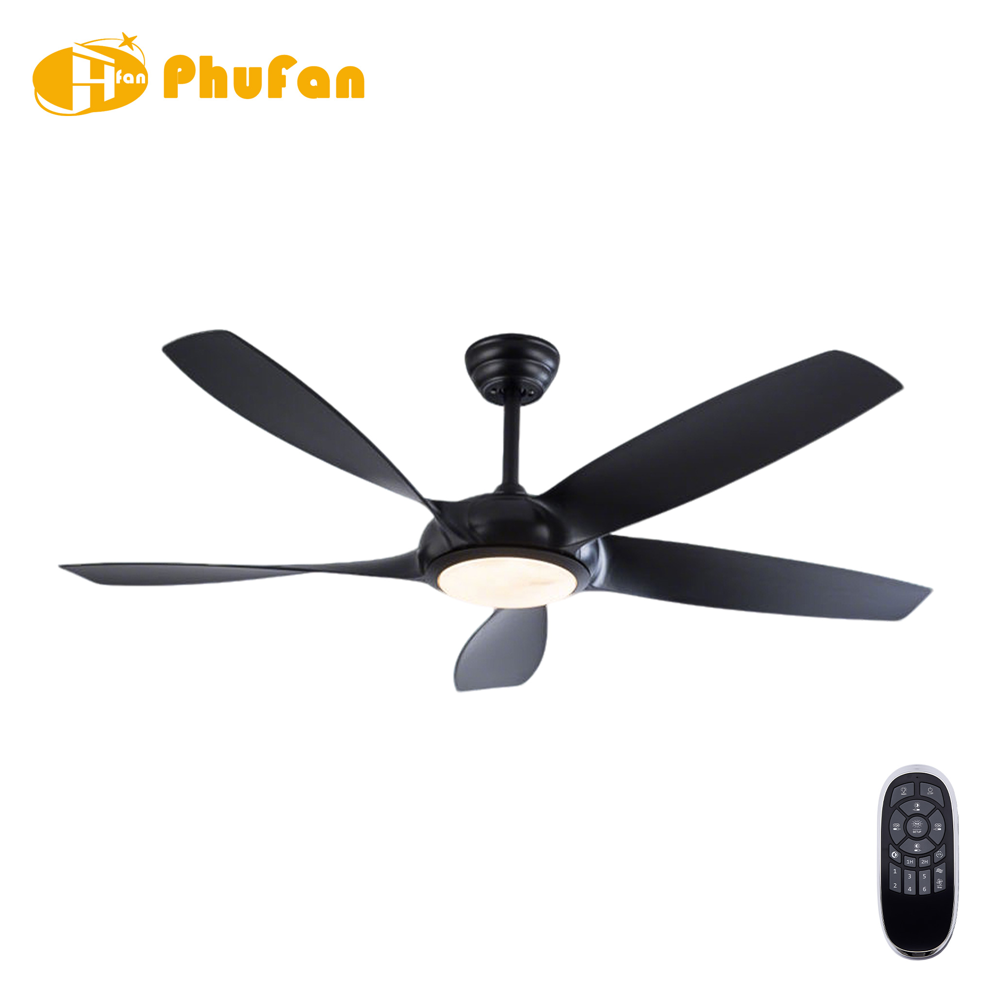 5 Wide Curved Blade Ceiling Fan Light Large Airflow Decor Fan Lamp for OpenSpace