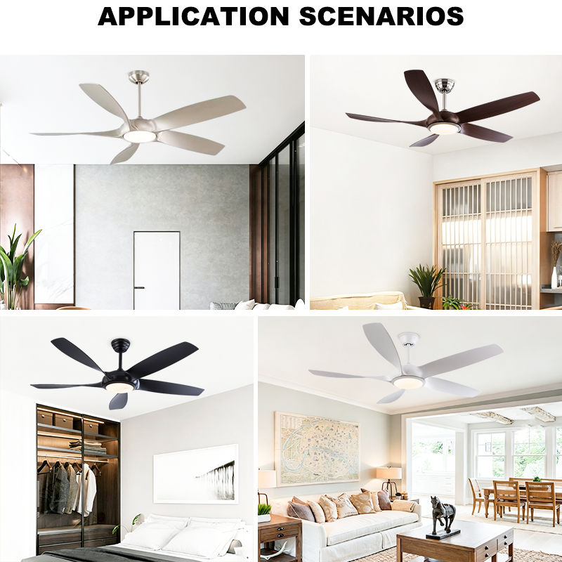 5 Wide Curved Blade Ceiling Fan Light Large Airflow Decor Fan Lamp for OpenSpace