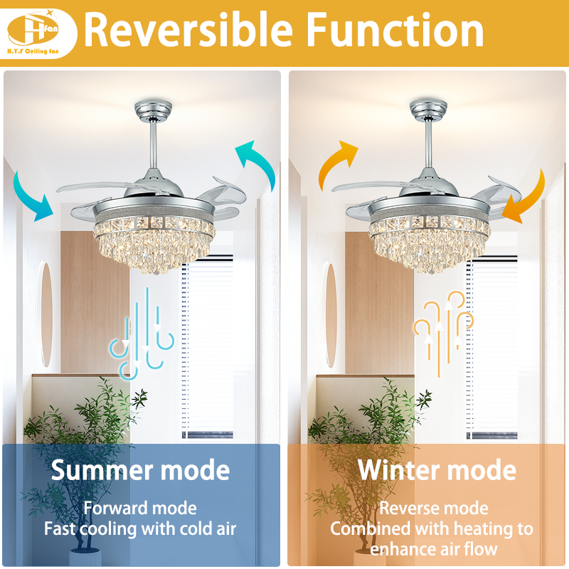 Thumbnail: Premium Crystal Fan Lamp with Remote Dimmable for Villa Bedroom