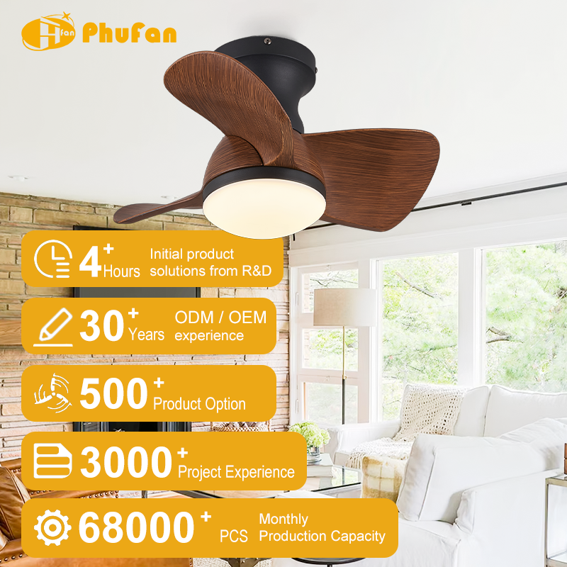 Low Profile Flush Mount 3-Blade Ceiling Fan Light for Balcony Kids Room Laundry