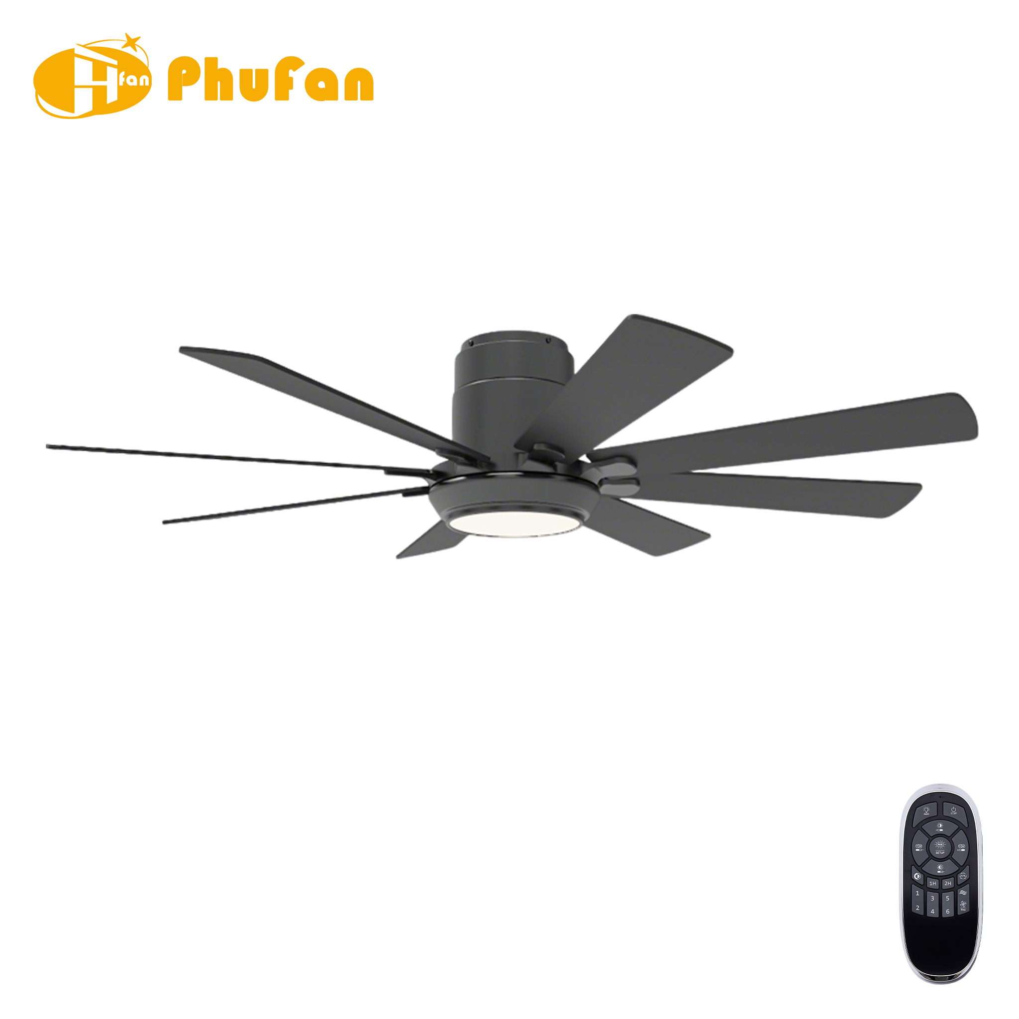 Hugger Ceiling Fan with Light for Living Room - 8 Plywood Blades
