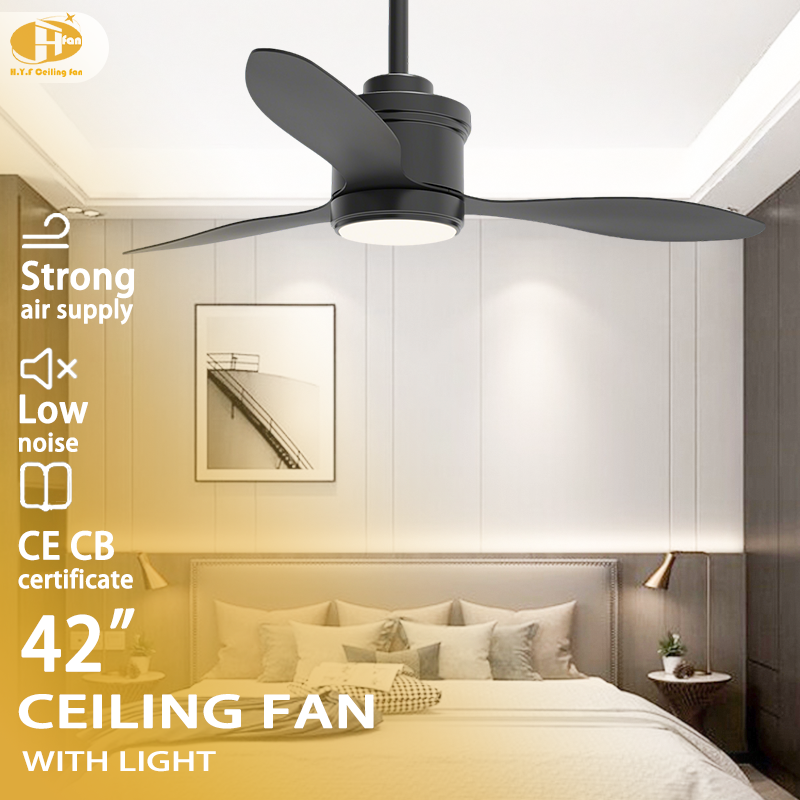 IP 65 3 Blade Ceiling Fan Light Remote Control Silent Reversible DC Motor