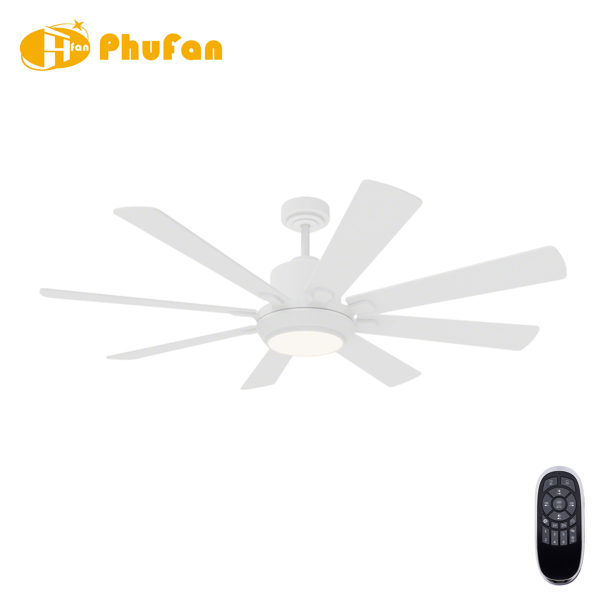 Plywood Ceiling Fan with Dimmable LED Light, Downrod and Remote