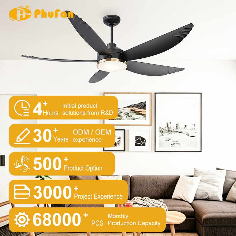 Ribbed Edge 5-Blade Ceiling Fan Light Modern Decor Fan Lamp for Villa Cafe