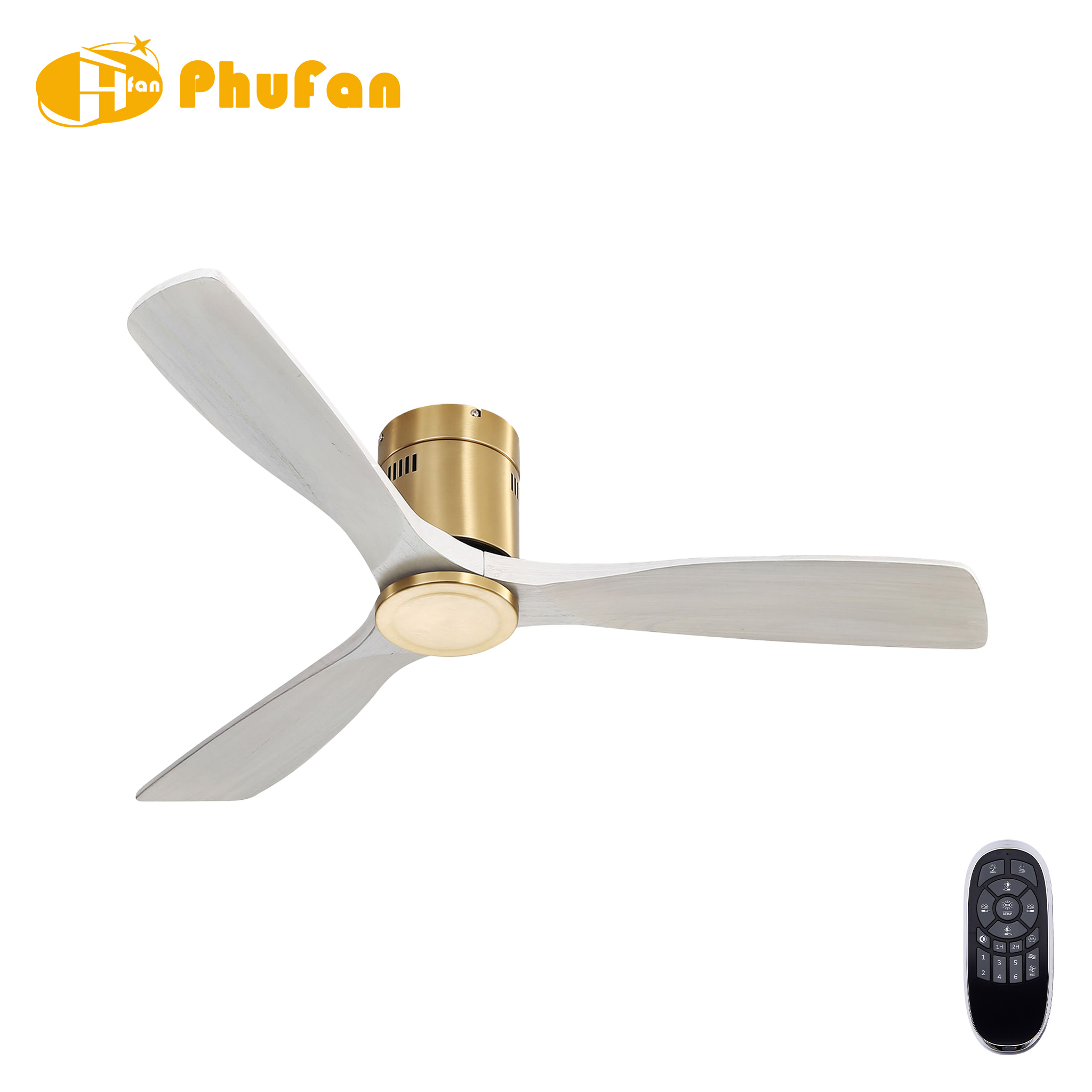 Low Profile Flush Mount Modern Ceiling Fan With Light  for Low Ceiling Bedroom