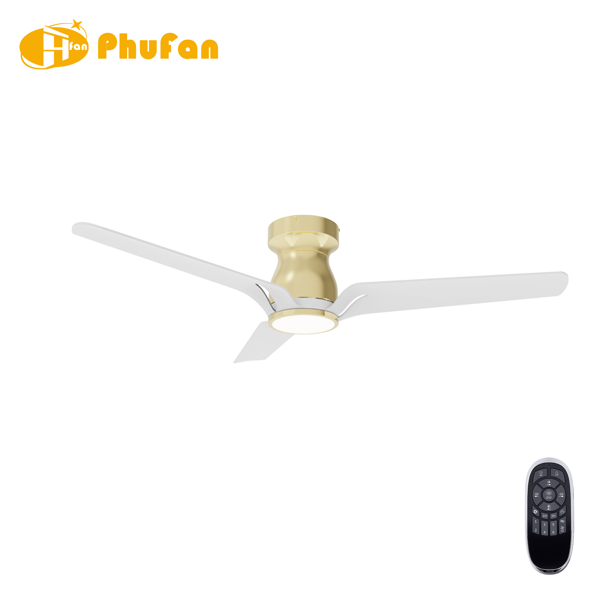 Low Profile Ceiling Fan with LED Light and Remote - ABS Blades
