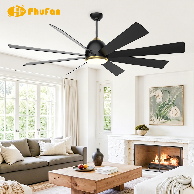 Extra Large Ceiling Fan with Light  Reversible DC Motor for Villa Open Living