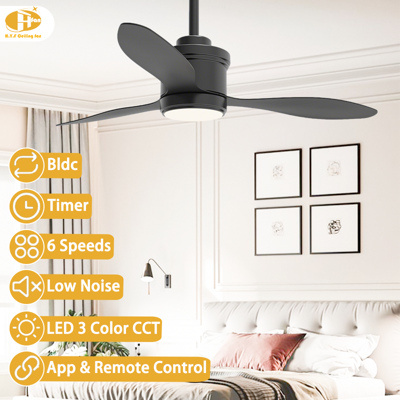 IP 65 3 Blade Ceiling Fan Light Remote Control Silent Reversible DC Motor