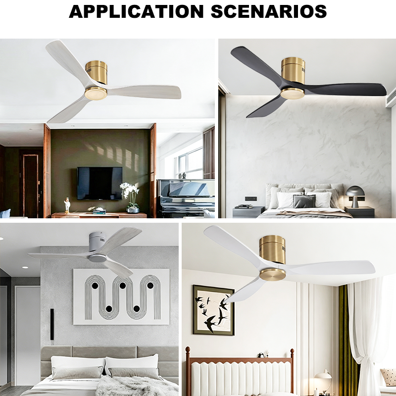 Thumbnail: Low Profile Flush Mount Modern Ceiling Fan With Light  for Low Ceiling Bedroom