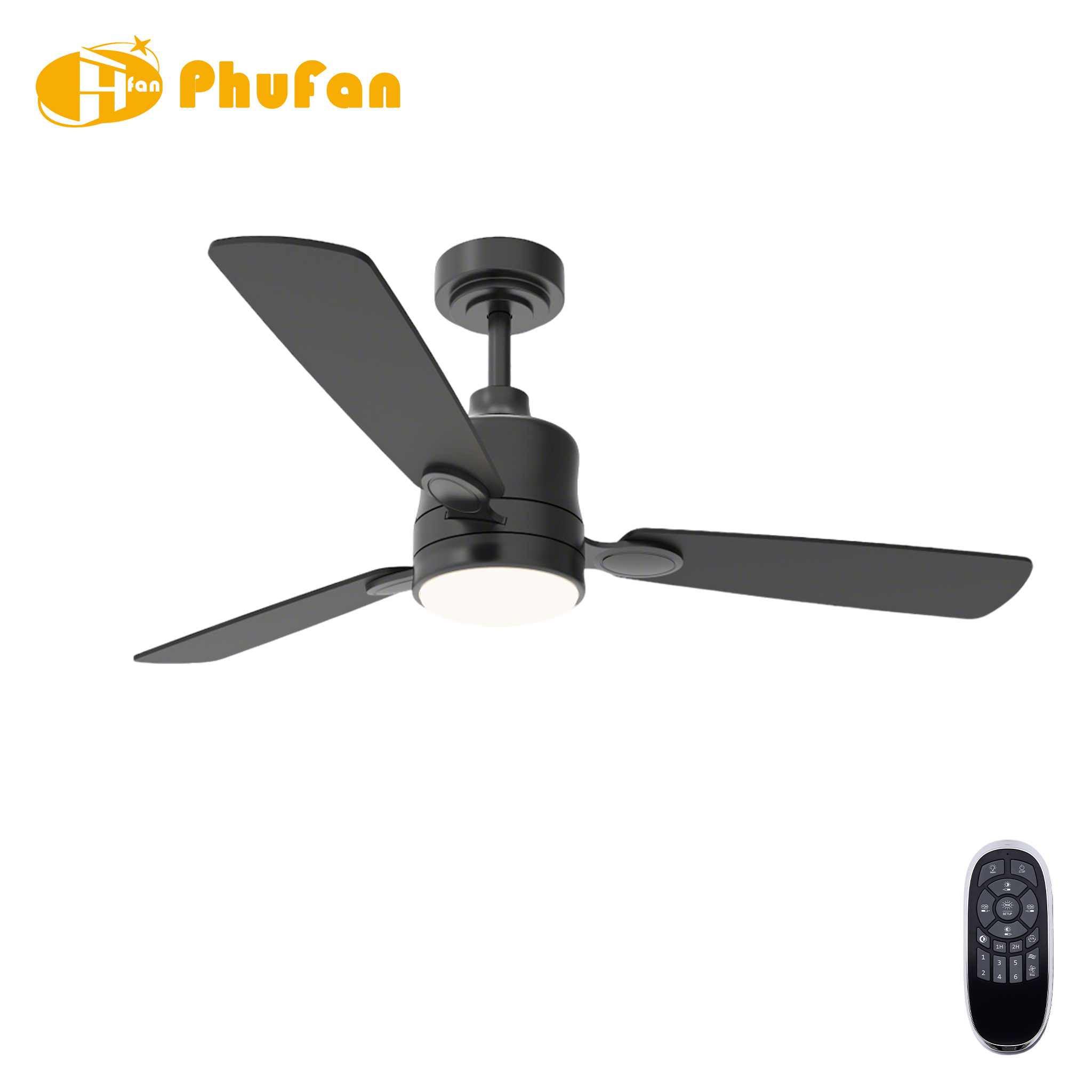 Mini Wood Blade Ceiling Fan with Light - 5 Blades and Remote