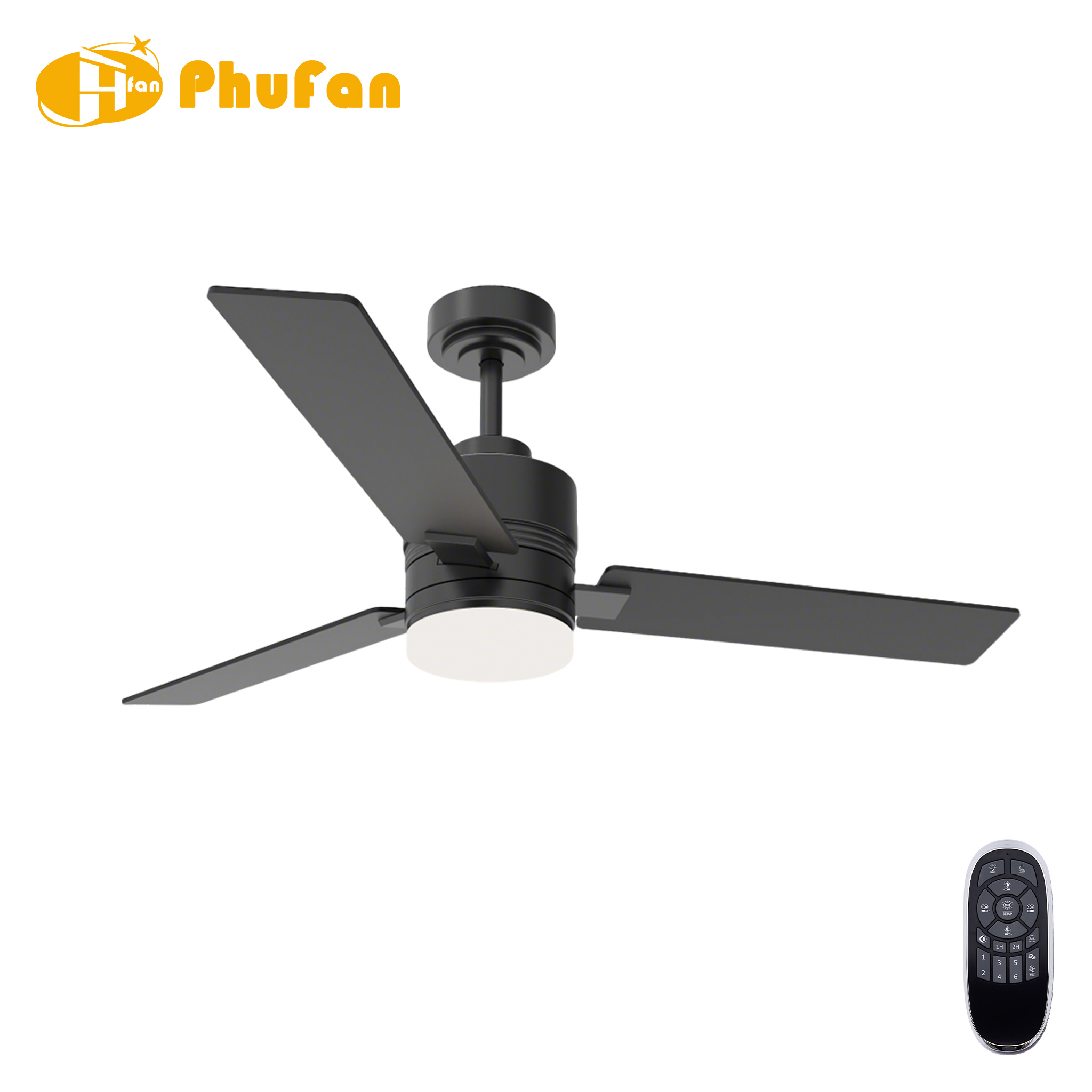 3 Straight Flat Blade Ceiling Fan Light Remote Silent Reversible BLDC Motor