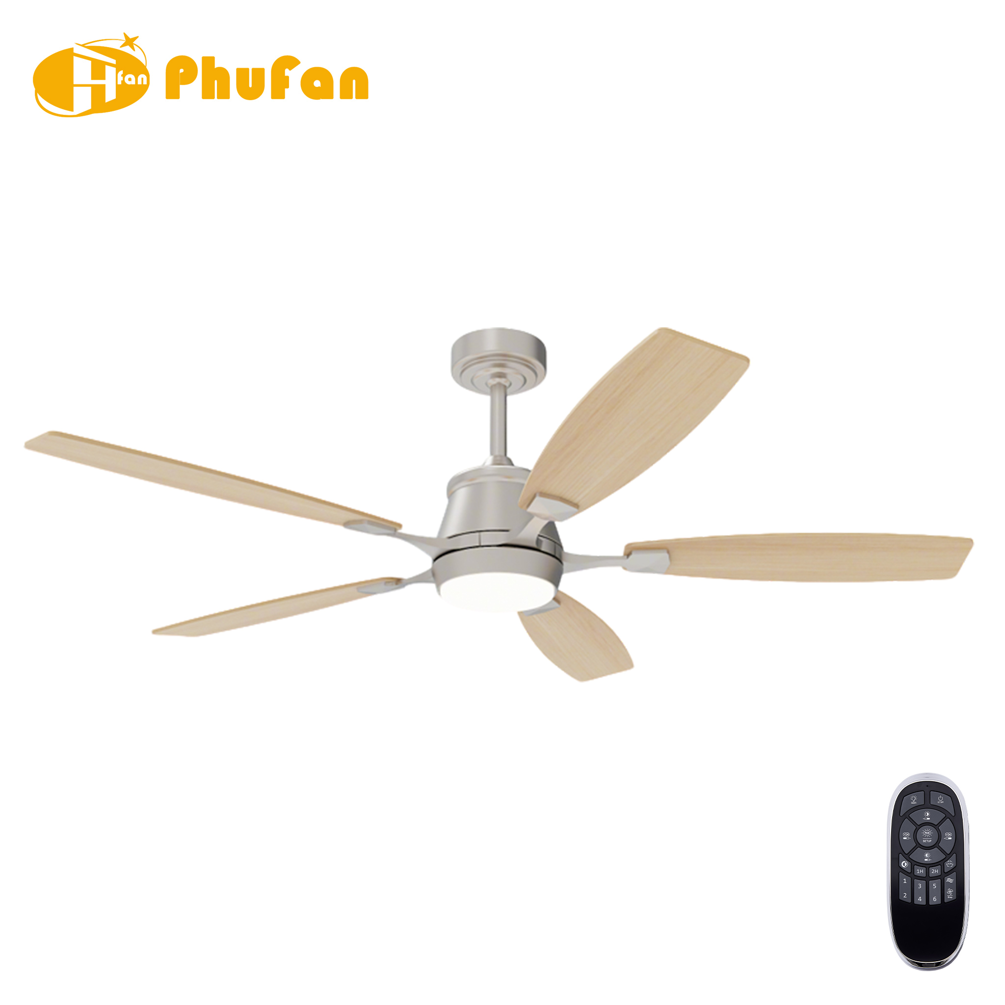 Scandinavian Ceiling Fan with Light for Bedroom - 3 Light Tones