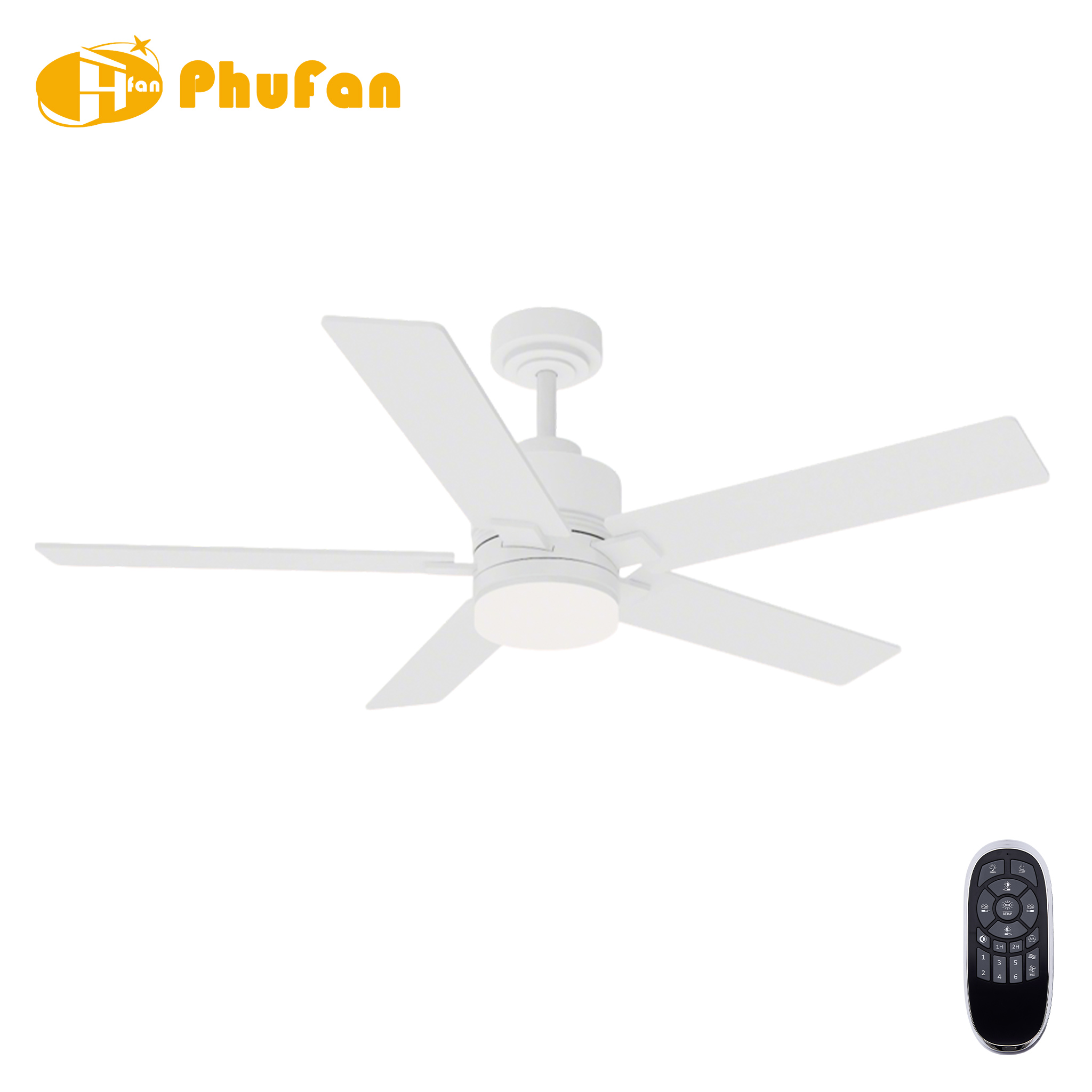 Ceiling Fan with Separate Three-Tone LED Light and Remote