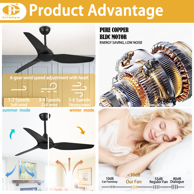 IP65 Waterproof Outdoor Ceiling Fan Without Light for Patio Gazebo Porch