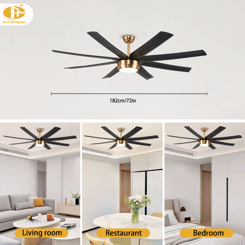 Ceiling Fan with Light 8 ABS Blades DC Motor for Villa High Ceiling Living Room