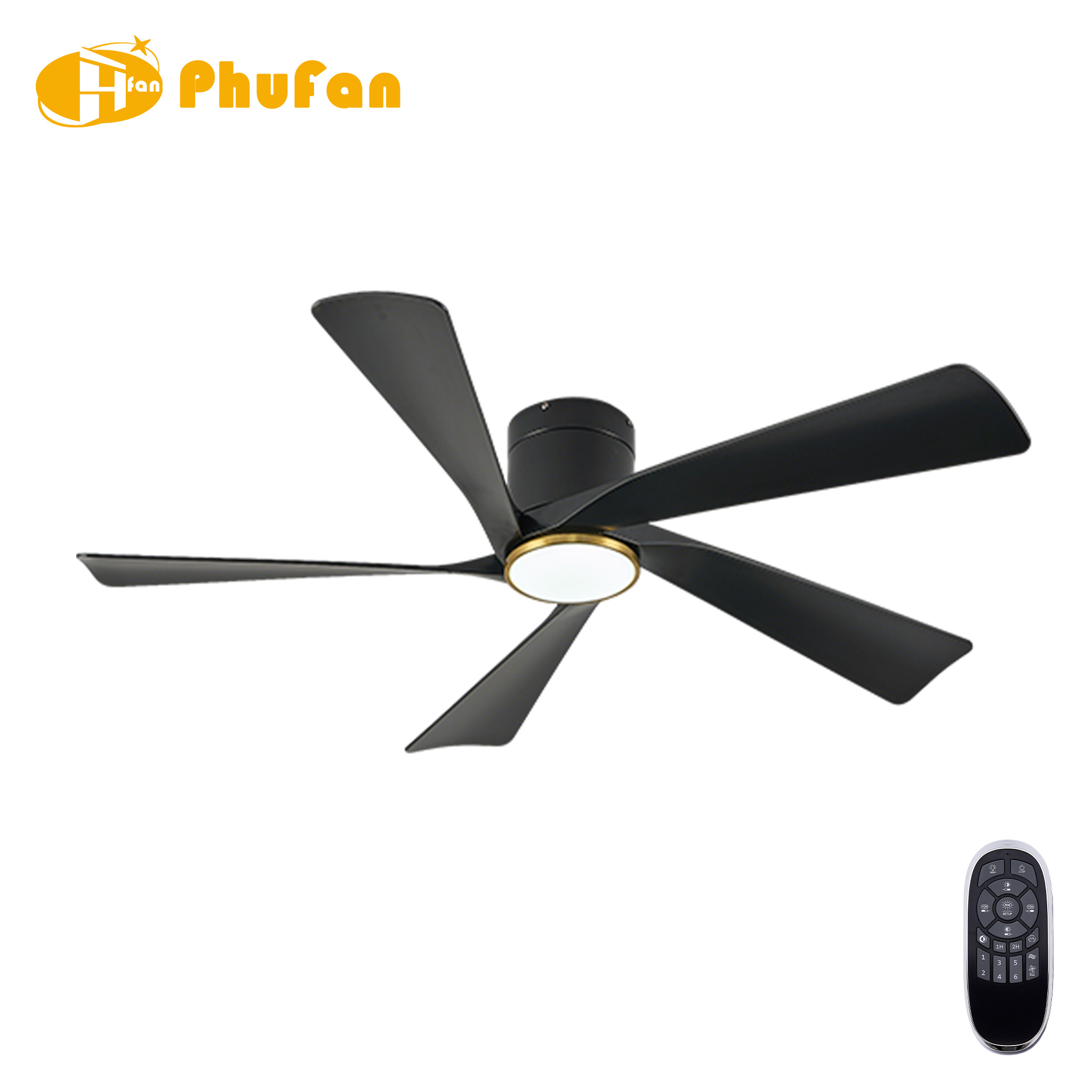 5 Smooth Curved Blade Ceiling Fan Light Remote Silent Reversible BLDC Motor