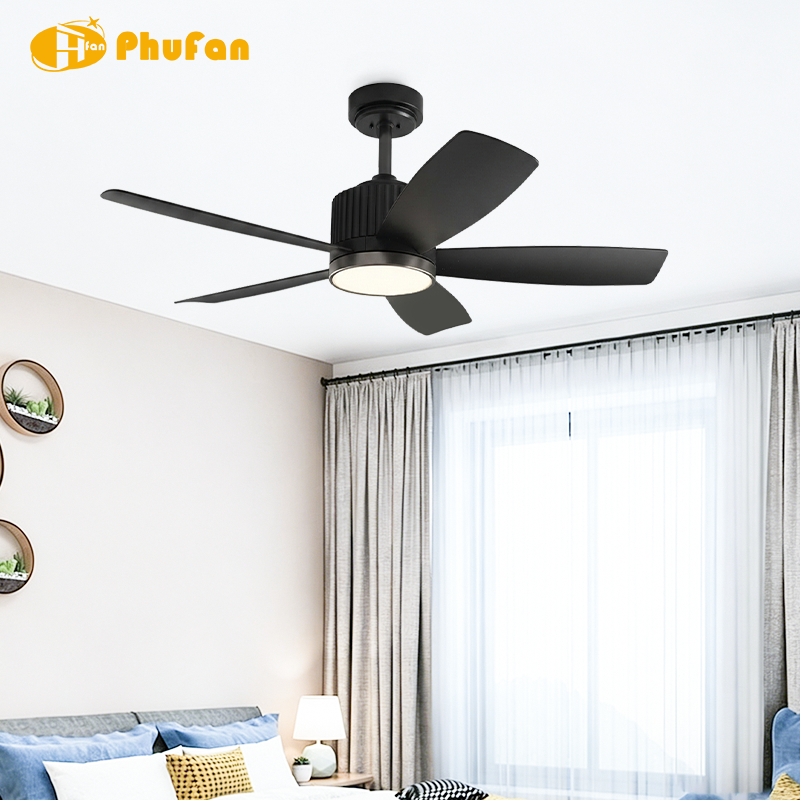 Miniature : Vertical Rib Motor Housing 5-Blade Ceiling Fan Light Remote Control DC Motor