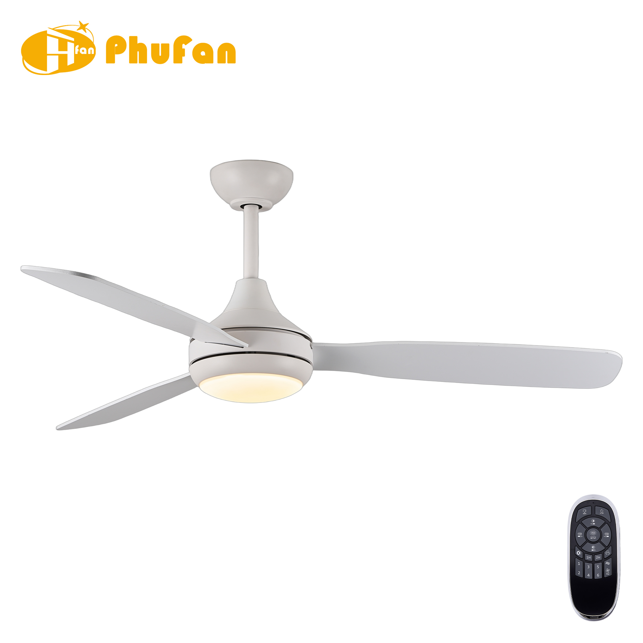 Compact Scandinavian Ceiling Fan with Light - 3 Plywood Blades