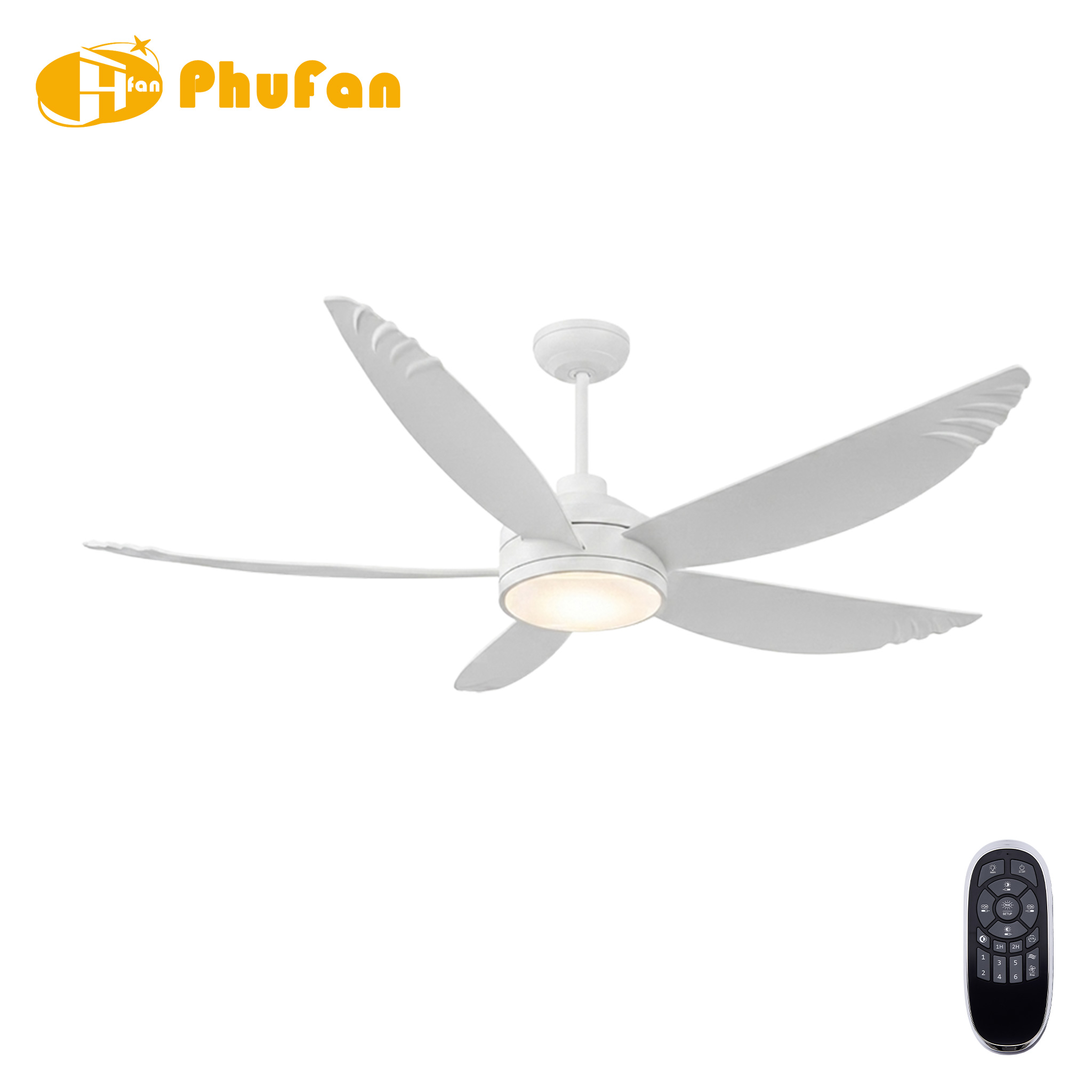 Ribbed Edge 5-Blade Ceiling Fan Light Modern Decor Fan Lamp for Villa Cafe
