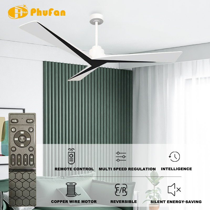Two-Tone Geometric Stripe Ceiling Fan Without Light Minimalist Decor Fan