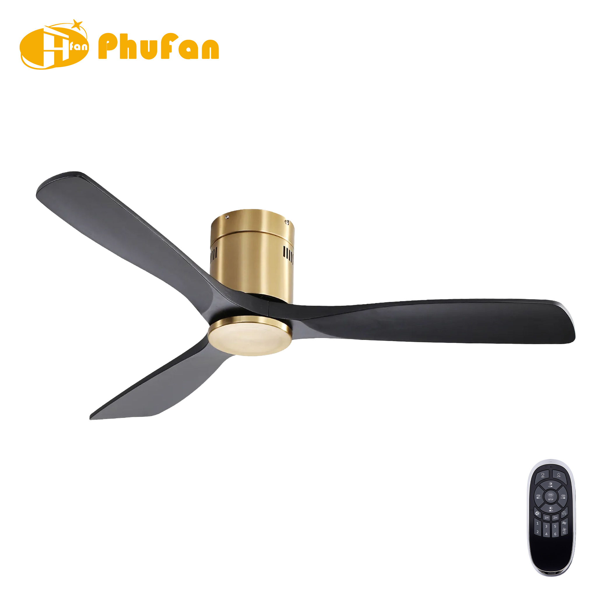 Low Profile Flush Mount Modern Ceiling Fan With Light  for Low Ceiling Bedroom