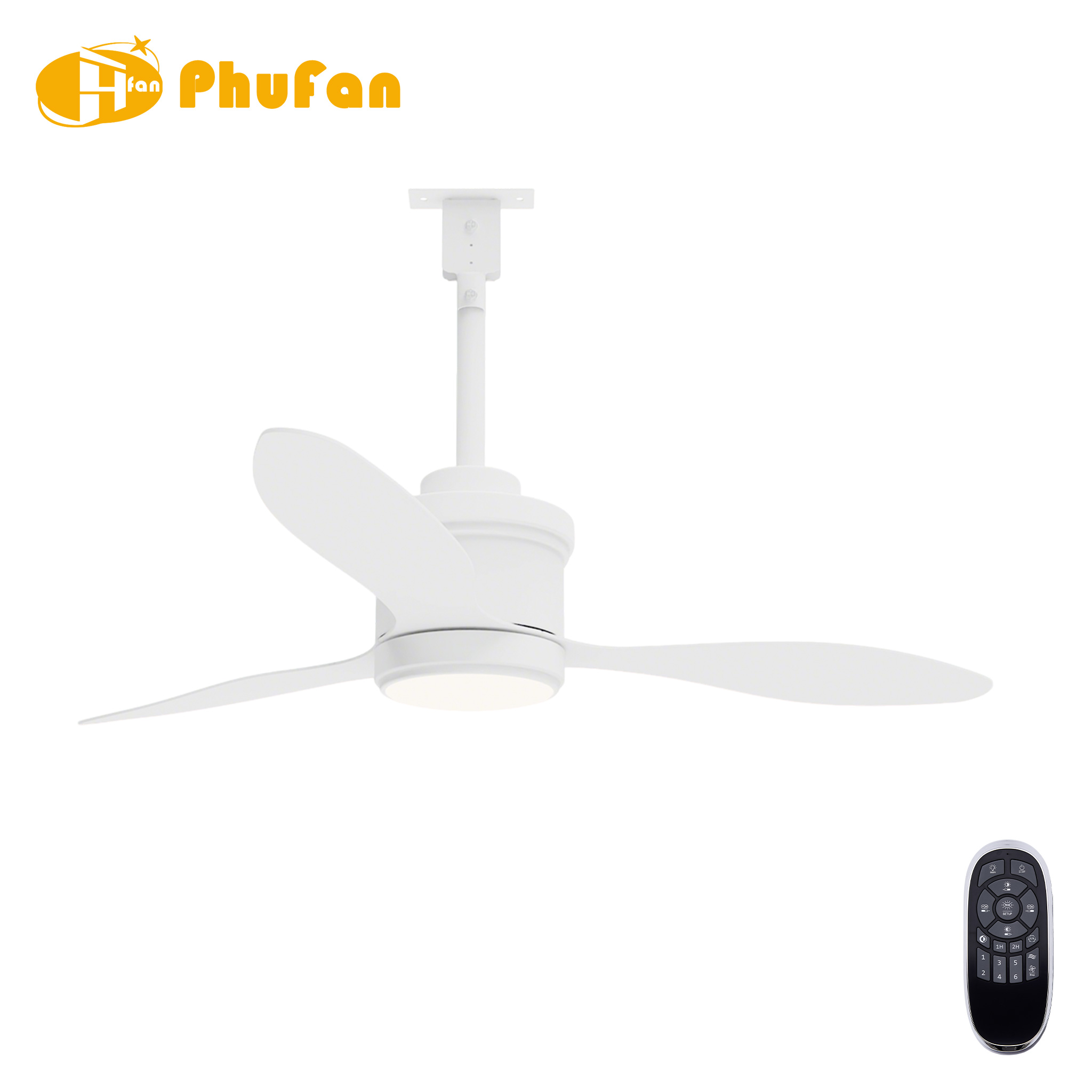 IP 65 3 Blade Ceiling Fan Light Remote Control Silent Reversible DC Motor
