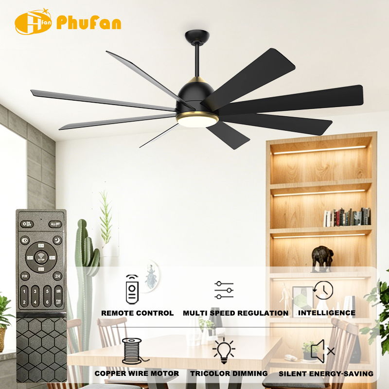 Extra Large Ceiling Fan with Light  Reversible DC Motor for Villa Open Living
