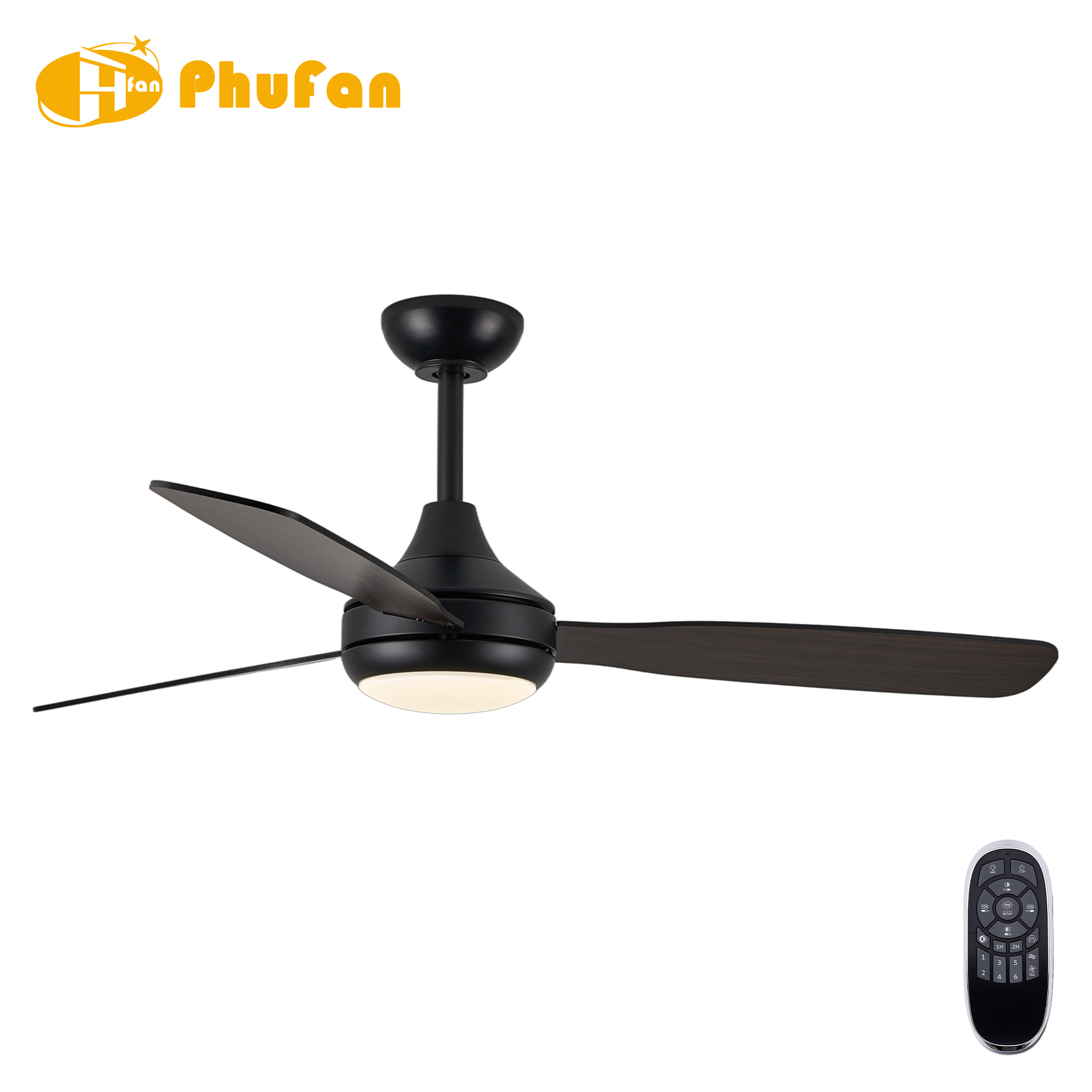 Compact Scandinavian Ceiling Fan with Light - 3 Plywood Blades
