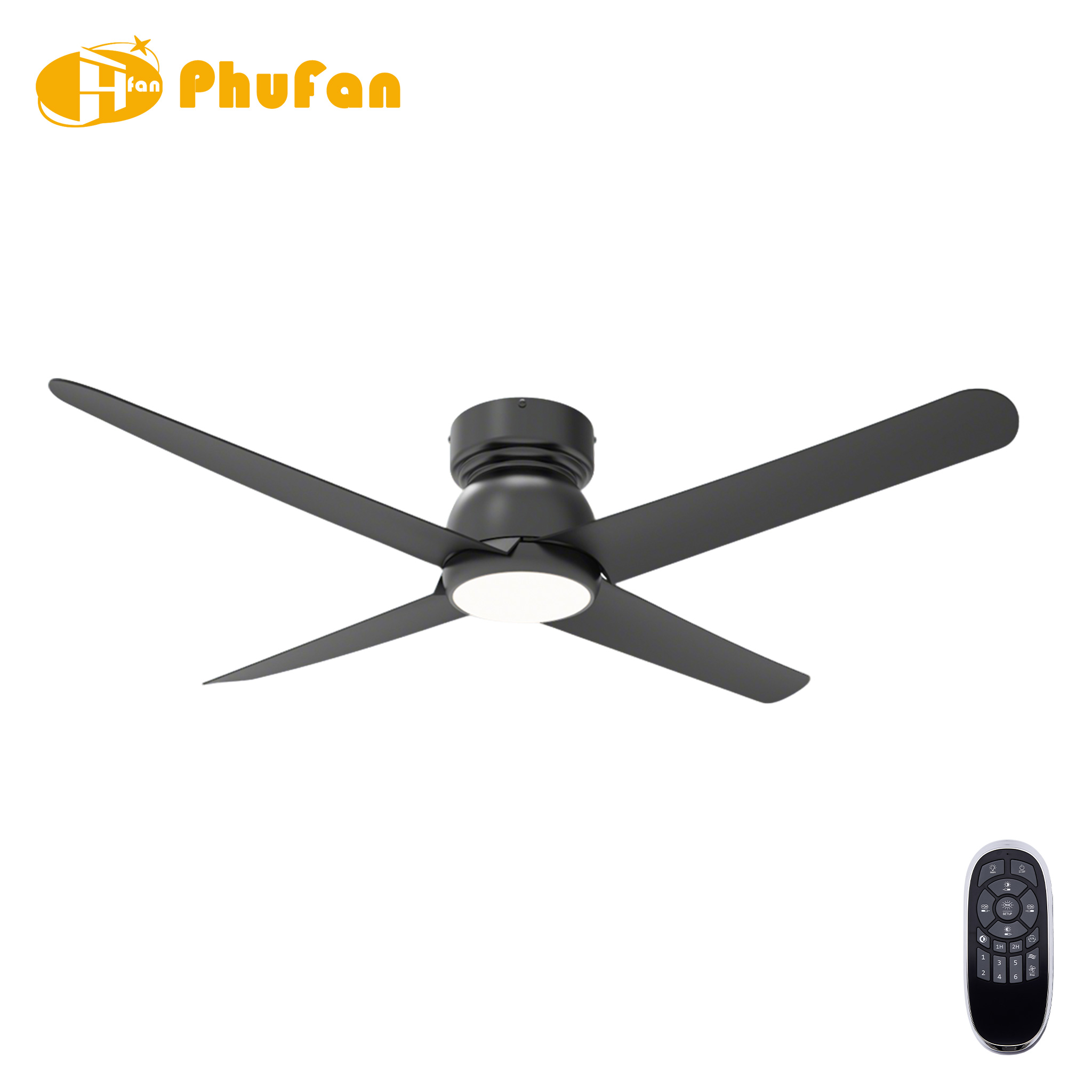 Low Profile Ceiling Fan with LED Light Remote Control for Low Ceiling House