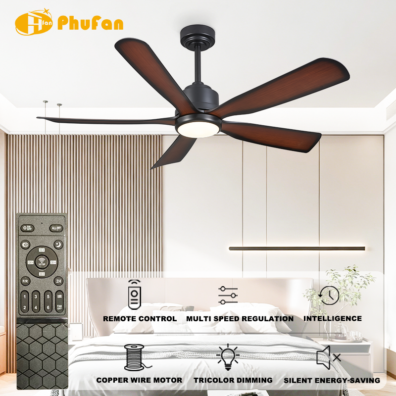 Blade Ceiling Fan Light, Remote Control Silent Reversible BLDC Motor
