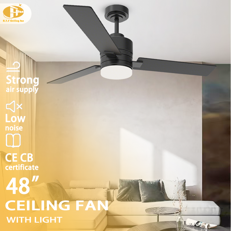 3 Straight Flat Blade Ceiling Fan Light Remote Silent Reversible BLDC Motor