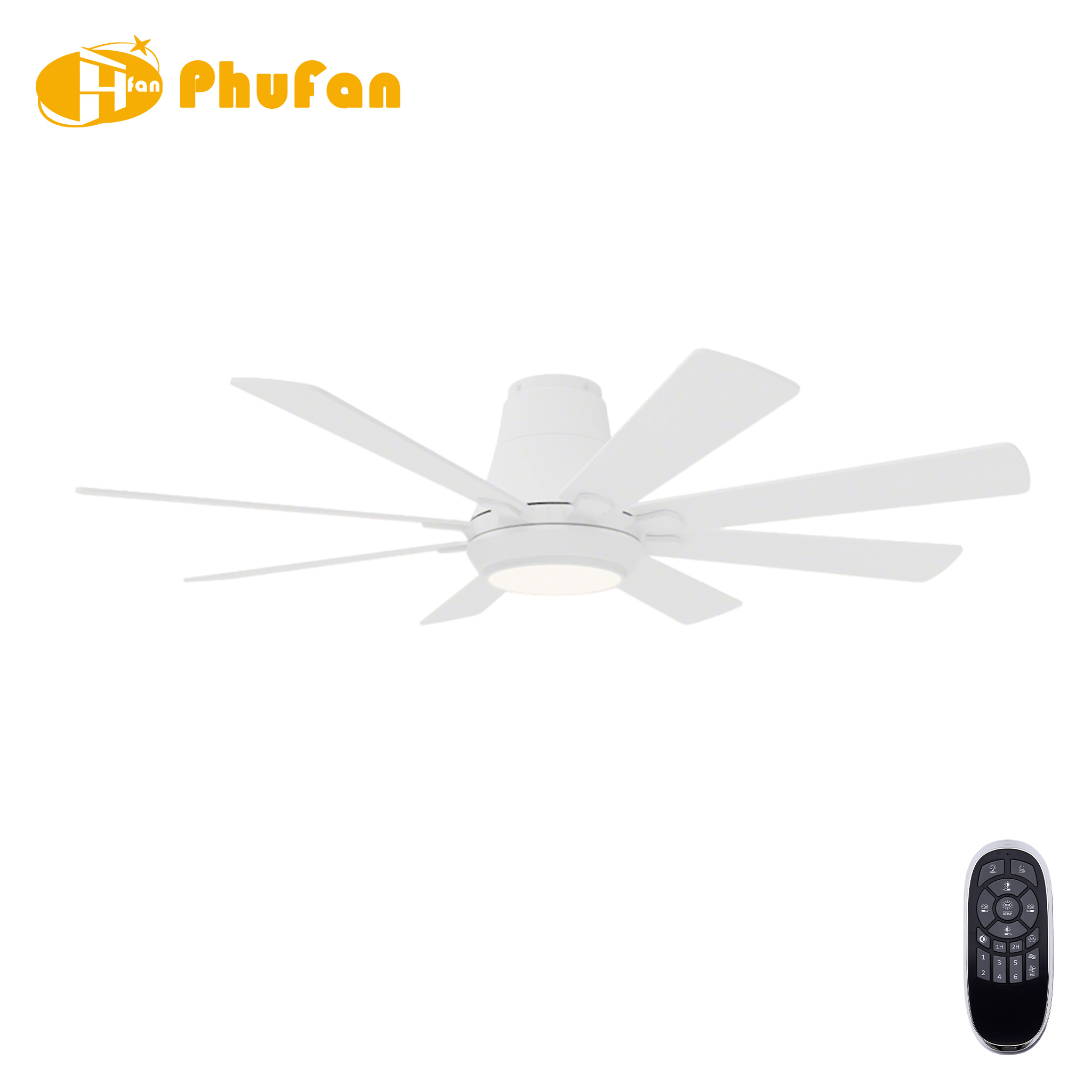 Plywood Flush Mount Ceiling Fan with LED Light and Remote