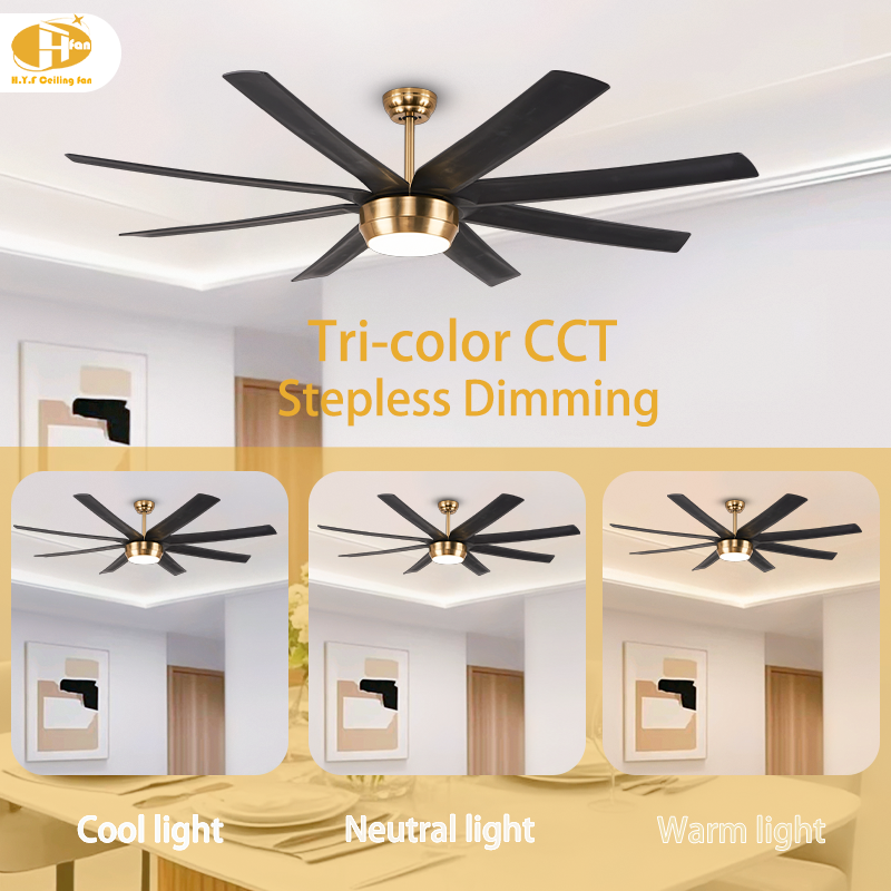 Ceiling Fan with Light 8 ABS Blades DC Motor for Villa High Ceiling Living Room