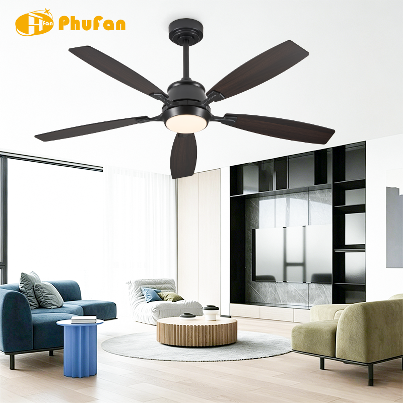 5-Blade Plywood Ceiling Fan with Light and Remote Control