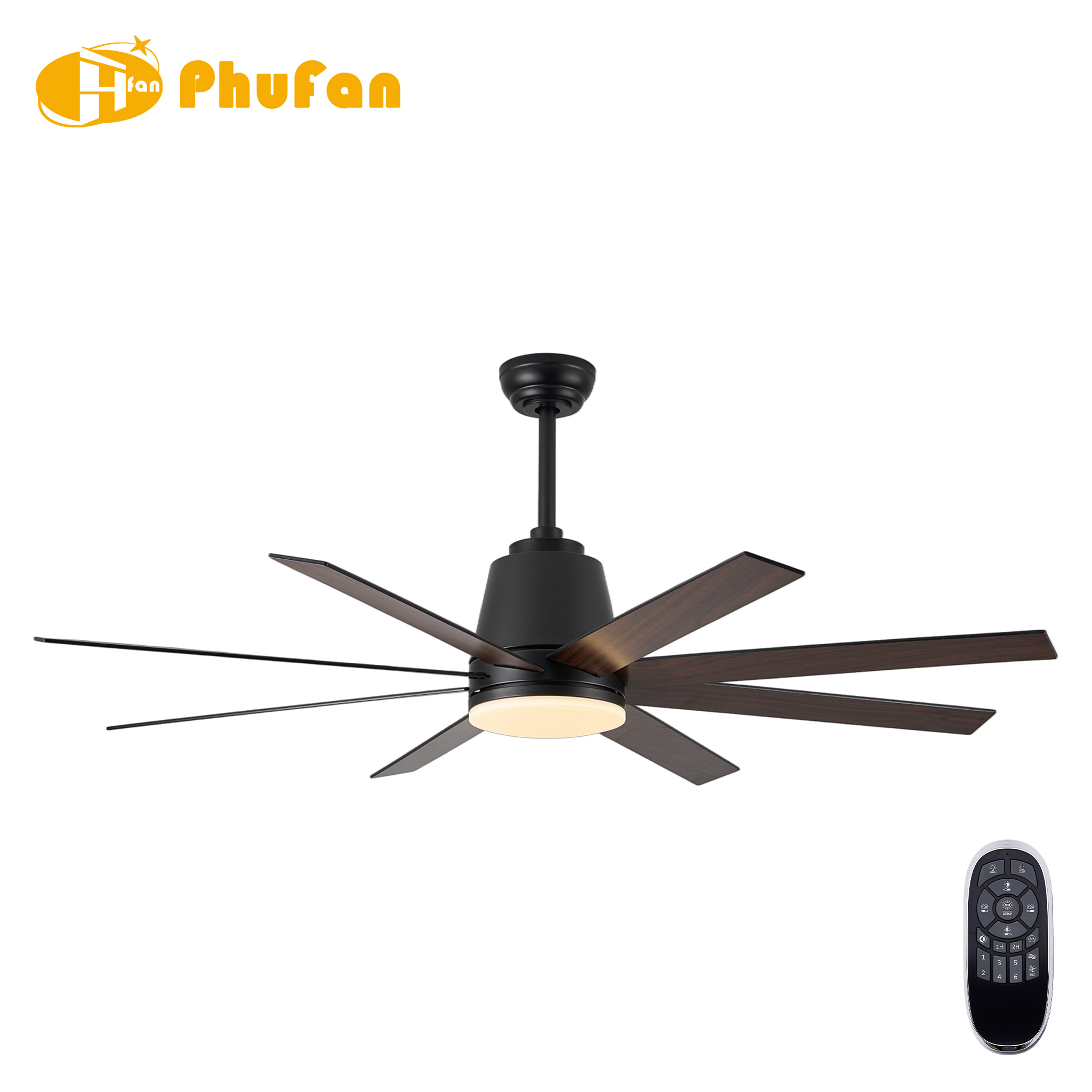 Large Ceiling Fan with Light Remote Control & DC Motor for Villa High Space