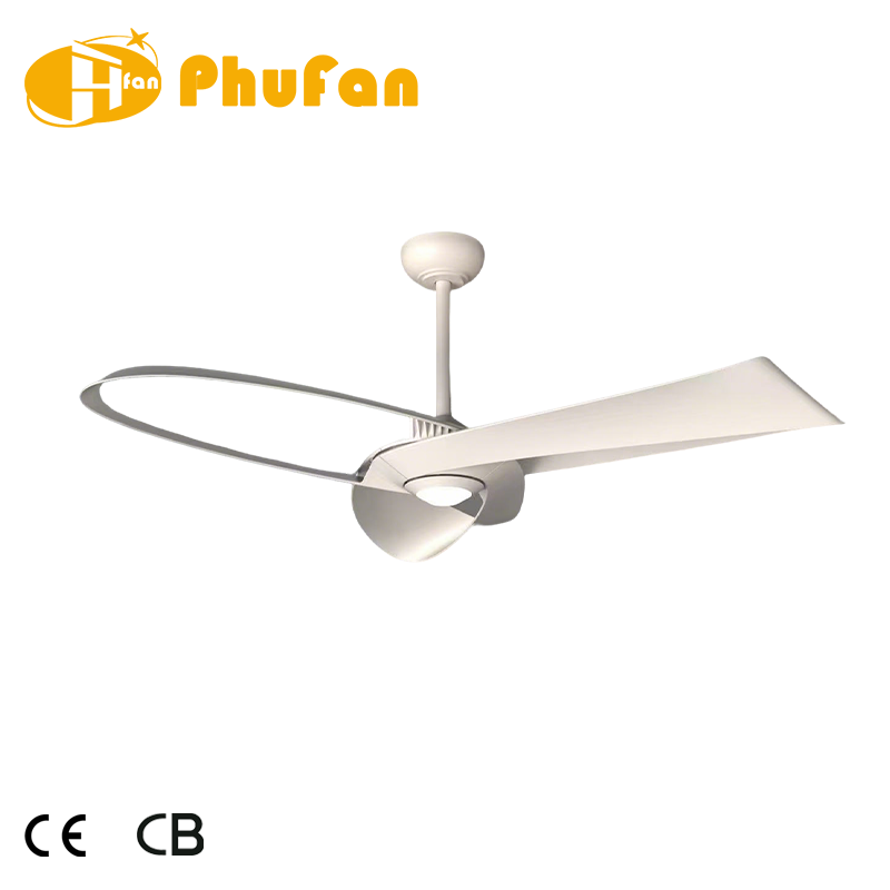Miniature : Unique Hollow Oval Cutout Blade Ceiling Fan Light Remote Control for Studio Loft