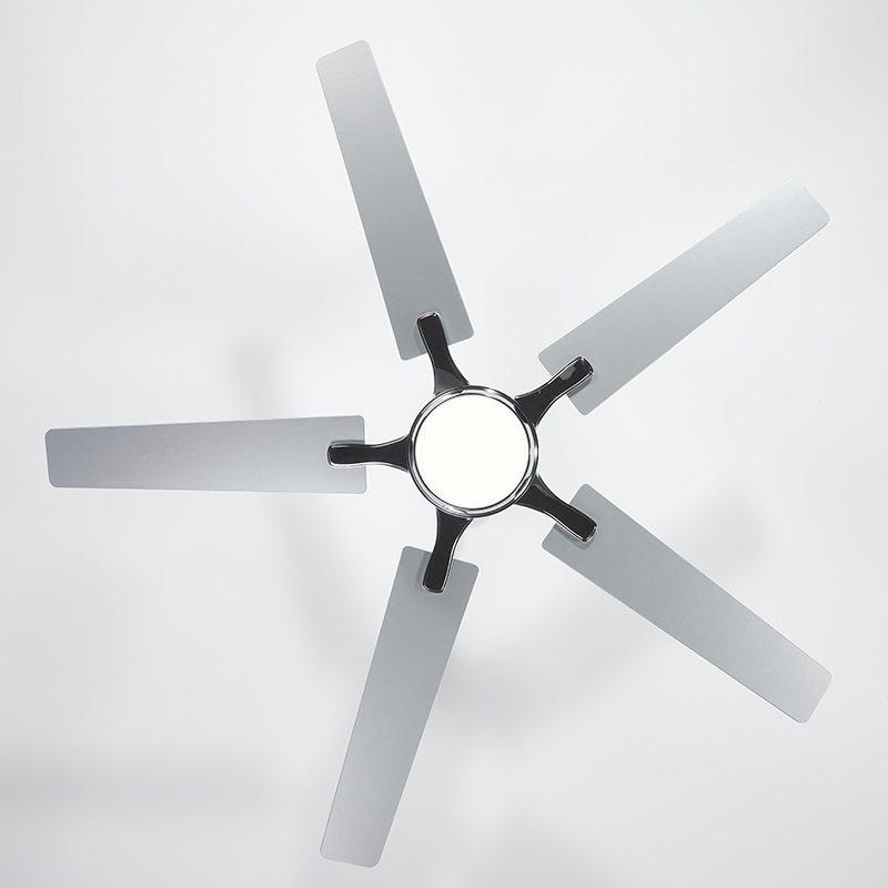 5 Blade Chrome Ceiling Fan Light Remote Control Silent Reversible BLDC Motor