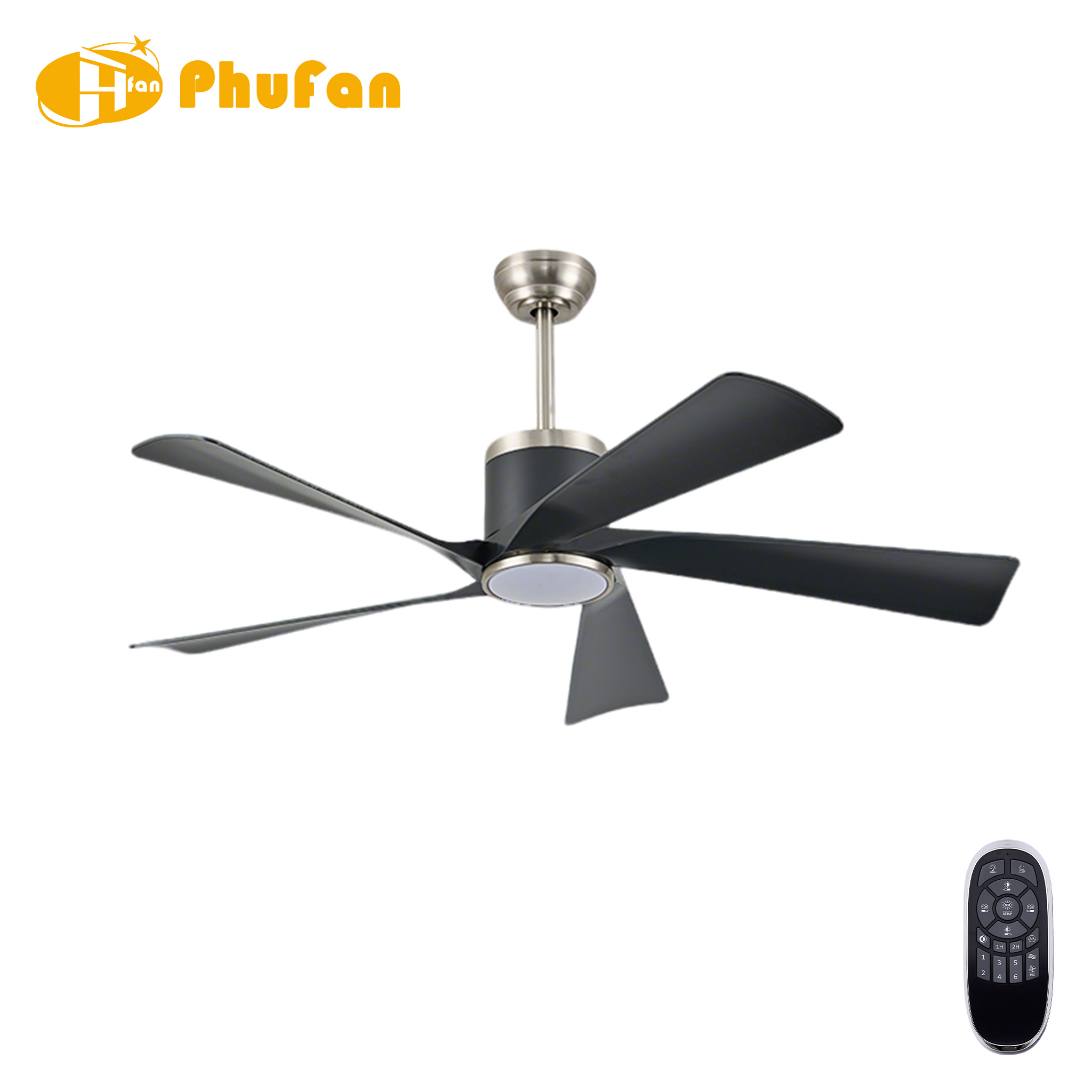 5 Smooth Curved Blade Ceiling Fan Light Remote Silent Reversible BLDC Motor
